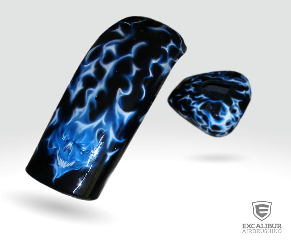 Motorcycle gas tank and fender designed and airbrushed by Ian Johnson