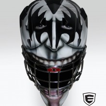 ‘KISS’ Goalie mask designed and airbrushed by Ian Johnson