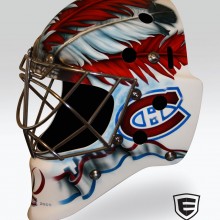 ‘Canadiens’ Goalie mask designed and airbrushed by Ian Johnson