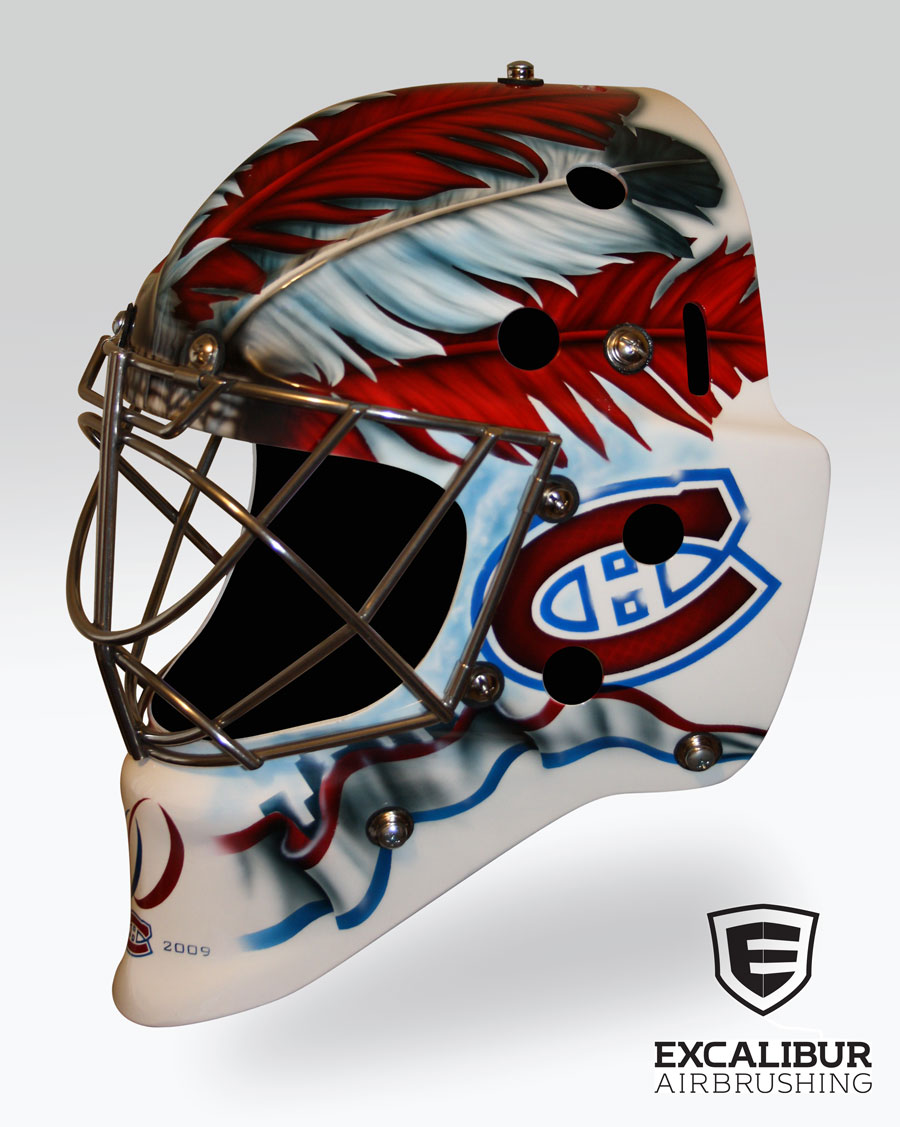 ‘Canadiens’ Goalie mask designed and airbrushed by Ian Johnson