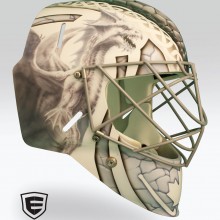 ‘Double Dragons’ Goalie mask designed and airbrushed by Ian Johnson