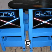 Star Wars table and chairs designed and airbrushed by Ian Johnson