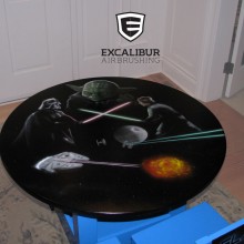 Star Wars table and chairs designed and airbrushed by Ian Johnson