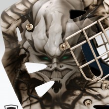 ‘Alien Virus’ Lacrosse goalie mask designed and airbrushed by Ian Johnson
