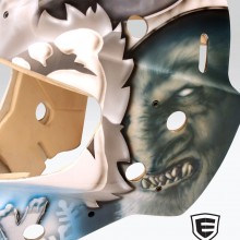 ‘Beastly Big Foot’ Goalie mask designed and airbrushed by Ian Johnson
