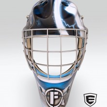 ‘Water Bucket’ Goalie mask designed and airbrushed by Ian Johnson for NHL goalie James Reimer to wear in a photoshoot promoting Formula 4 Oxygenated Water