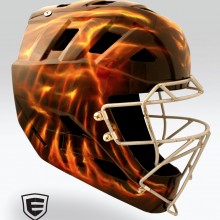 ‘Phoenix’ Back Catchers helmet designed and airbrushed by Ian Johnson