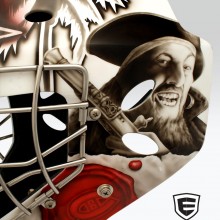 ‘We Be Comin Fer Ye Rum’ Goalie mask designed and airbrushed by Ian Johnson