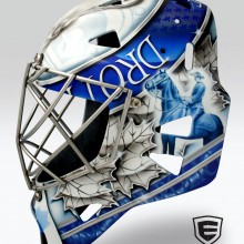 ‘RCMP Tribute’ Goalie mask designed and airbrushed by Ian Johnson