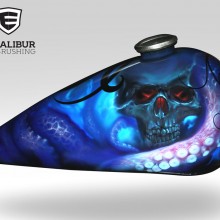‘Uprising’ Harley Davidson motorcycle gas tank designed and airbrushed by Ian Johnson