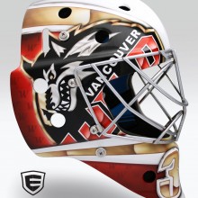 ‘Van Wolf’ Goalie mask designed and airbrushed by Ian Johnson
