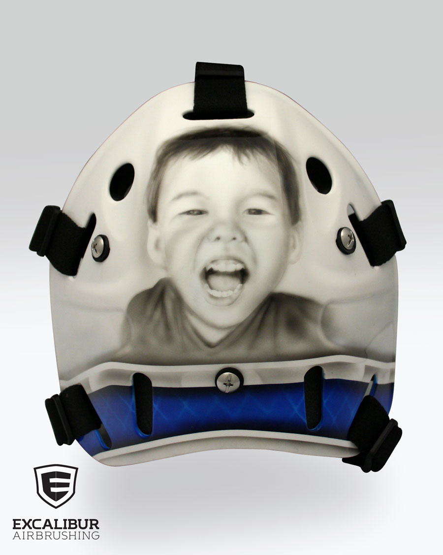 ‘LOVE This City’ Goalie mask designed and airbrushed by Ian Johnson