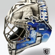 ‘LOVE This City’ Goalie mask designed and airbrushed by Ian Johnson