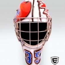 ‘Winter Hawks’ Field hockey goalie mask designed and airbrushed by Ian Johnson