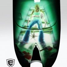 ‘Zombie Apocalypse’ Victory motorcycle rear fender designed and airbrushed by Ian Johnson (The zombies have entered the upstairs bedroom of the house and are after the girl who has managed to kill one of them but there are so many more coming…)
