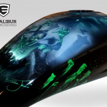 ‘Zombie Apocalypse’ Victory motorcycle tank designed and airbrushed by Ian Johnson (The zombies are rising…)