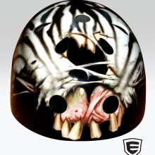 ‘Zombie Zebra’ Roller derby helmet designed and airbrushed by Ian Johnson