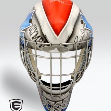 ‘Legacy’ Goalie mask designed and airbrushed by Ian Johnson for WLA Maple Ridge Burrards goalie Frankie Scigliano