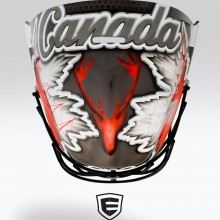 ‘Rio’ Goalie mask designed and airbrushed by Ian Johnson for Team Canada Field Hockey Goalie, Dave Carter, for the 2016 Summer Olympics