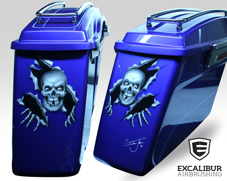 ‘Uprising’ Harley Davidson saddlebag designed and airbrushed by Ian