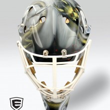 ‘Golden Dragon’ Goalie mask designed and airbrushed by Ian Johnson