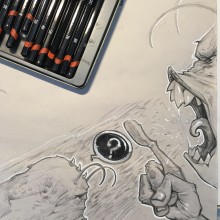 Creature Illustration by Ian Johnson #ianjohnsonart #excaliburairbrushing #creatureart #creaturedesign #creatureillustration #pencildrawing #abbotsfordartist #vancouverartist